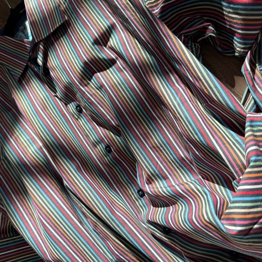 Visconti Men’s Multicolor Striped Button Down Shirt Long Sleeve Large - Picture 7 of 10